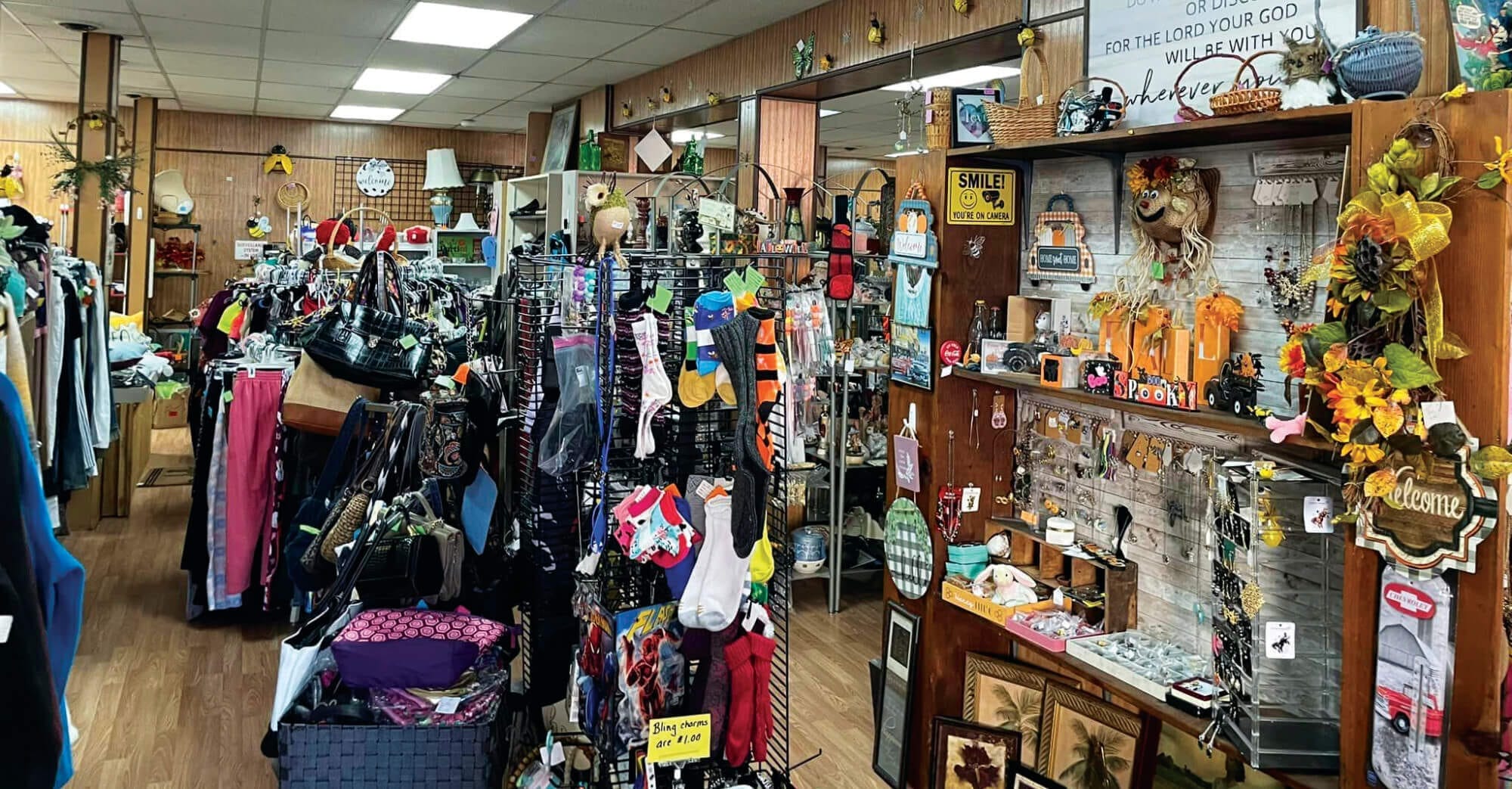 Inside of Bizzy Bee Consignment Shop in Gate City featuring home décor items, clothing and more.