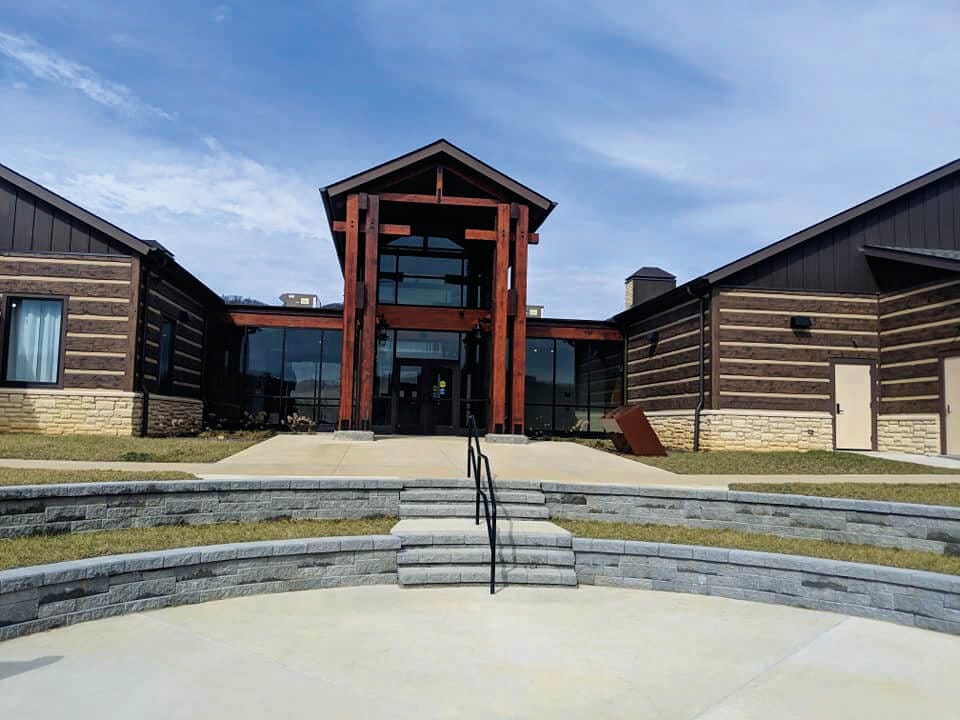 The outside of the Daniel Boone Wilderness Trail Interpretive Center in Duffield, Virginia.